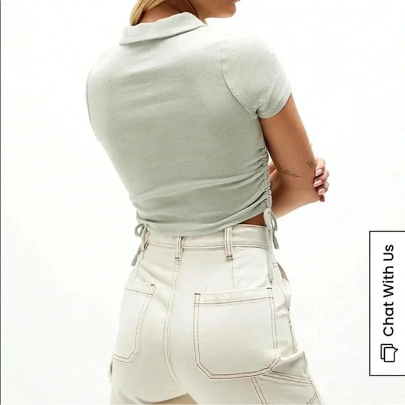 Pacsun Shortsleeve Side Tie Collared Quarter Button Tee NWT - Picture 3 of 13